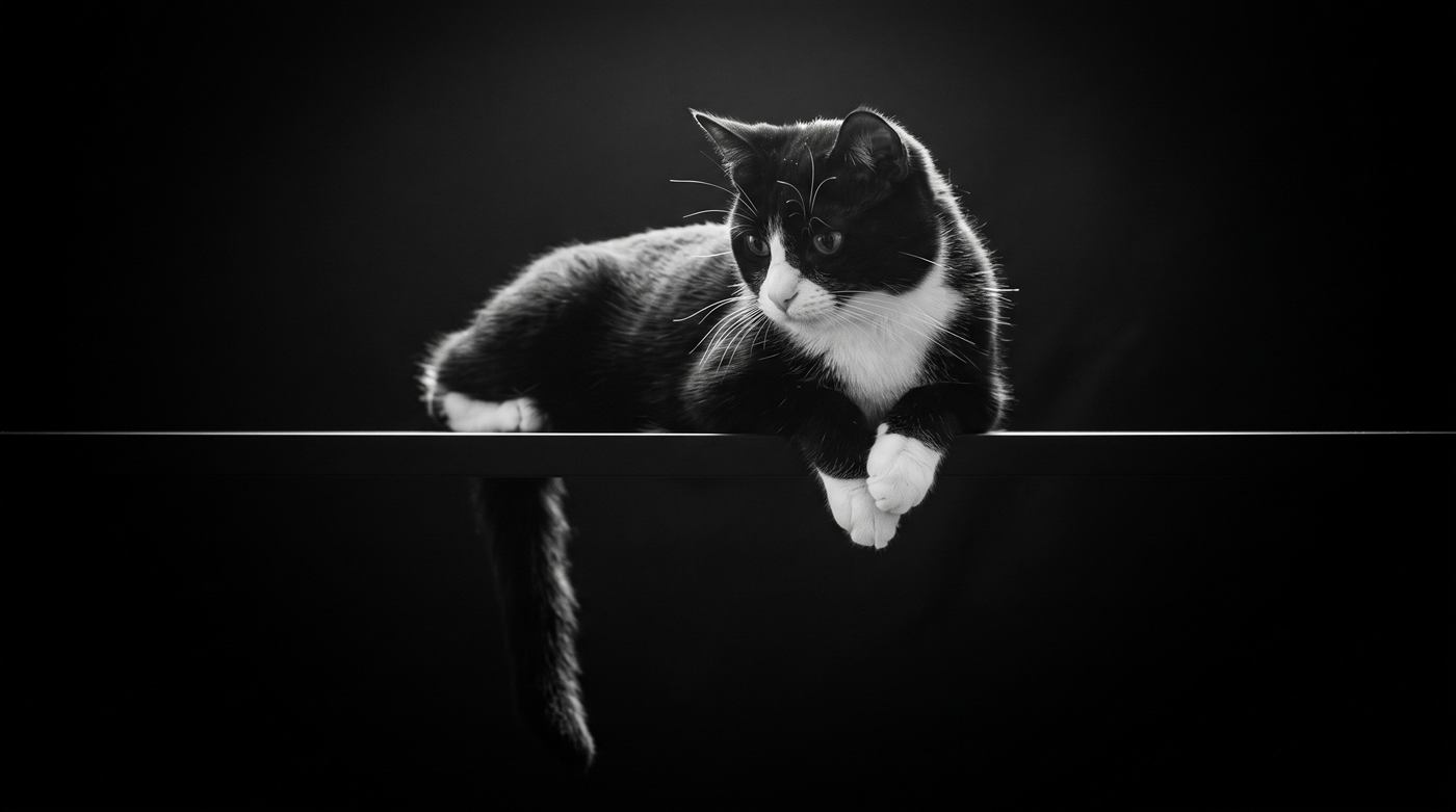 Gato tumbado en una balda