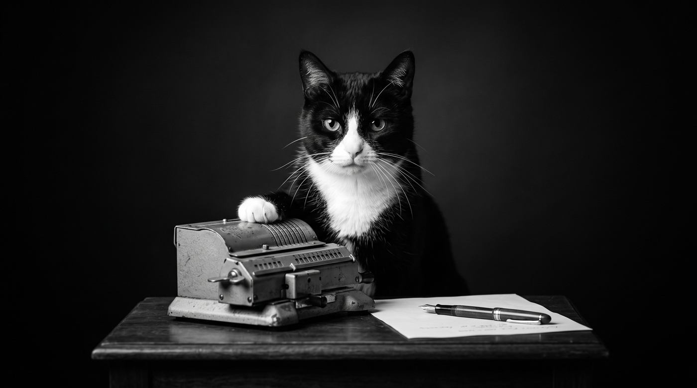 Gato con una máquina de escribir