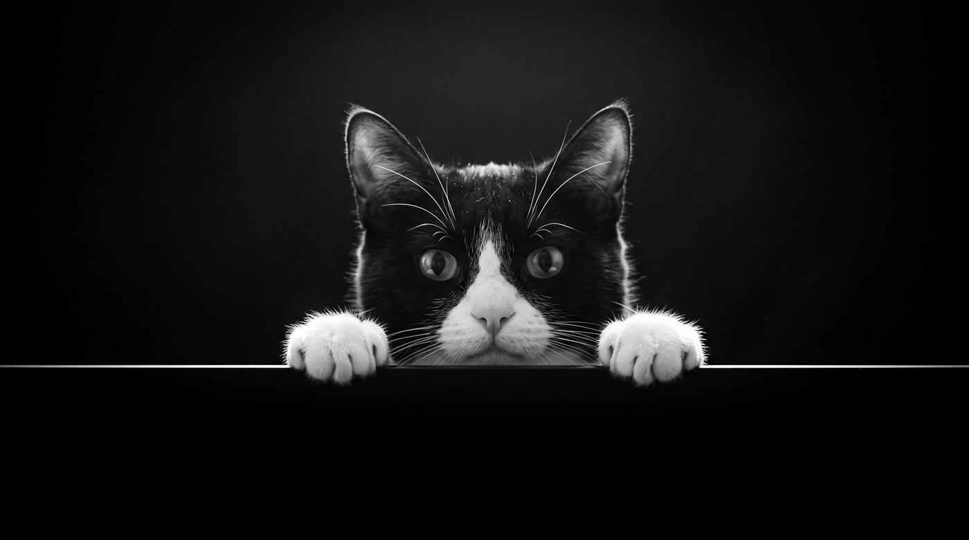 Gato asomándose con las patas